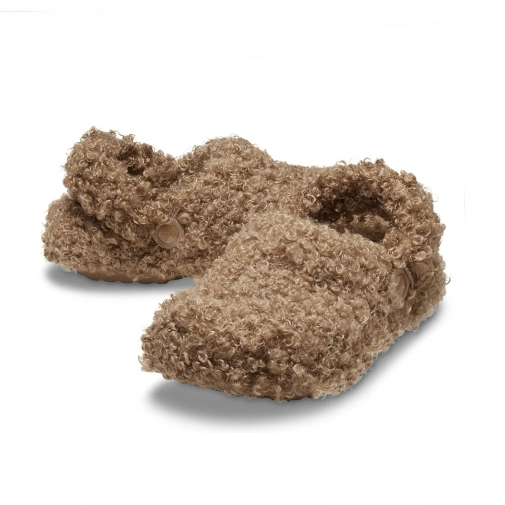 Crocs New! Classic Doodle Fur Lined Clog In Sepia Juniors/Youth Sz 2 Slip Ons